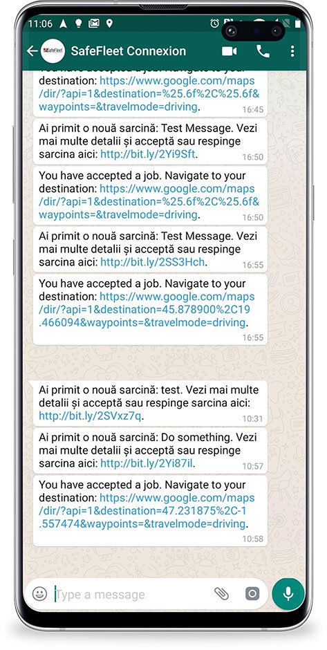 comunicare dispecer si sofer, traseu prin whatsapp